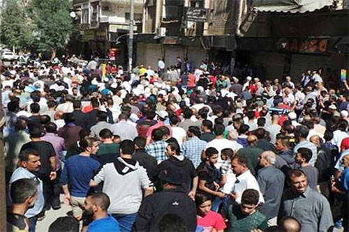 vecinos de Qudsaya protestan contra la presencia terrorista